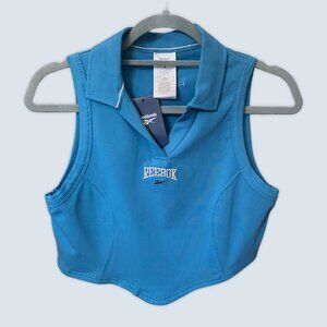 NEW Blue Reebok Varsity Collar Top Sz L